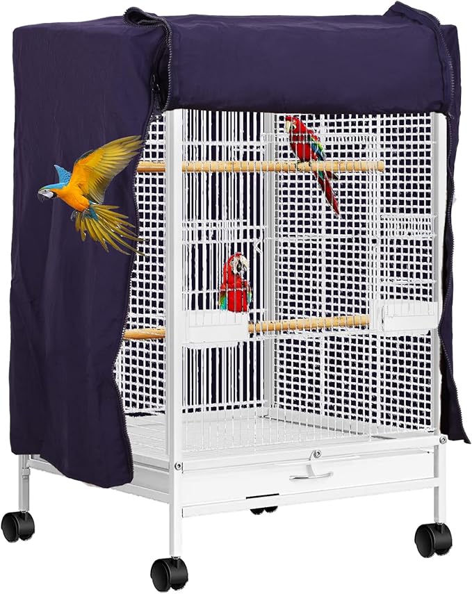 QBLEEV Birdcage Cover, Breathable Night Cover for Bird Cages, Parrot Cage Cover Shade Pet Universal Blackout Windproof Light-Proof Sleep Reduces Distractions Night Accessories Cloth Without Cage