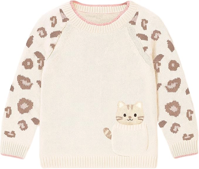 Simplee kids Baby Girl Knit Sweater with Bear in The Pocket Toddler Pullover Sweater Cute Fall Winter Clothes