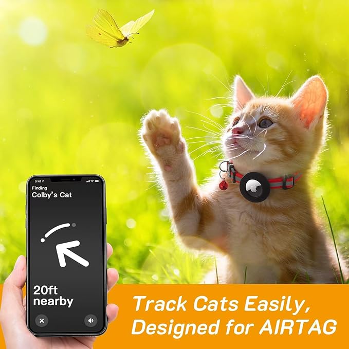 14 Pack Airtag Cat Collar Reflective-Breakaway with AirTag Holder and Bells,Adjustable 7.5''-12.5'',Safety Kitten Collar, Ideal for Girl Boy Cats,Pet Supplies,Stuff(12 Colors and 2 AirTag Holders).