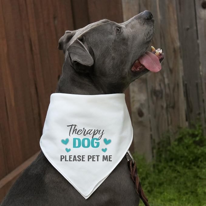 GRAPHICS & MORE Therapy Dog Please Pet Me with Hearts Dog Pet Bandana - White