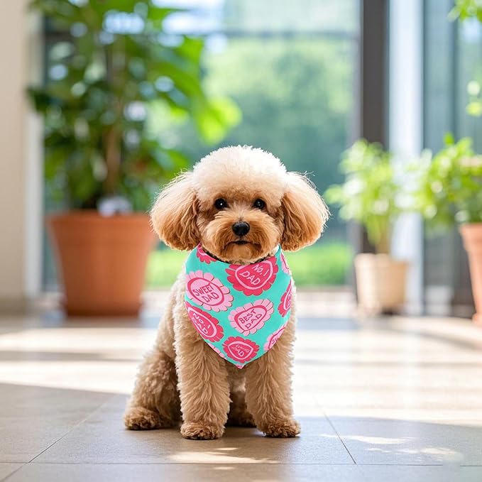 30 Pack Fathers Day Dog Bandanas Bulk for Small Dogs Kittens Breed 18 Inch Love Dad Dog Bandanas XS Puppy Doggy Best Dad Dogs Bandana Grooming S