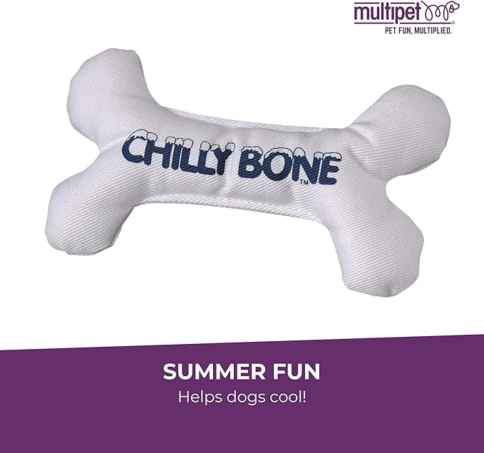 Multipet Chilly Bone Dog Toy - Vanilla-Scented Canvas Freezable Teething Toys - Frozen Toy for Chewing & Playing - Freezable Dog Toys (1 Count, 5.5”)