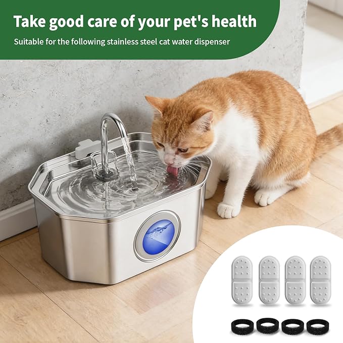 Cat Water Fountain Filters, APAUK 4 Pack Replacement Filters & Sponges,Only Applicable to APFSS-3201