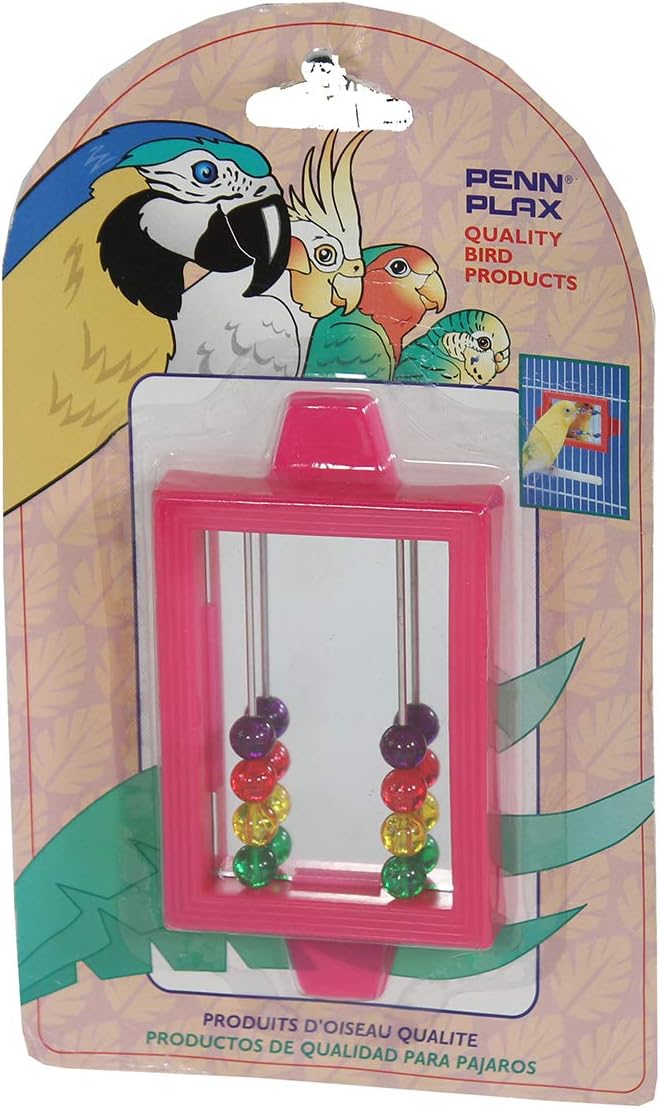 Penn-Plax Bird Life - Mirror with Beads Toy | Easy to Attach to Any Bird Cage | Keep Your Birds Entertained and Stimulated (BA507)