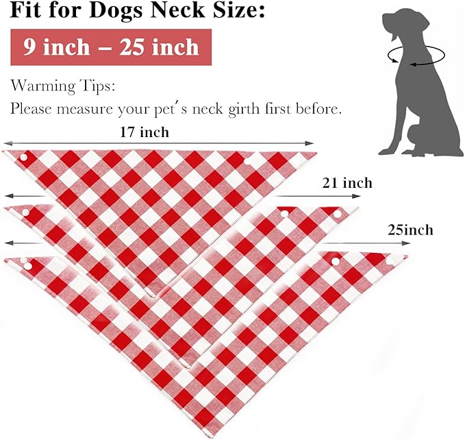 Christmas Plaid Dog Bandana with Button, Fall Dual Layer Scarf Soft Cotton Triangle Bib Girls and Boys Kerchief Adjustable Accessories for Small Medium Large Extra Large Dog Puppy Pet Cat