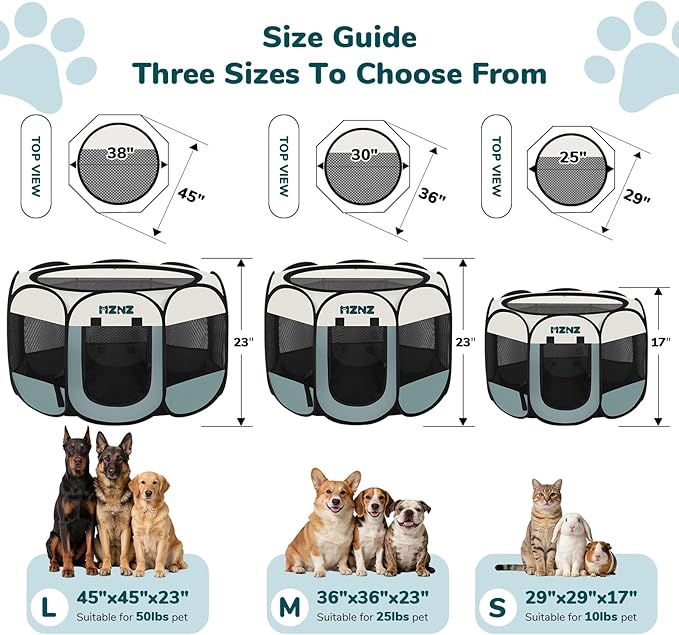 Dog Cat Playpen, Portable Puppy Pet Crate Indoor for Small Dogs Cats Rabbits, Foldable Dog Cage Enclosure for Outdoor, Pop Up Dogs Tent Kennel with Carrying Case, Grey
