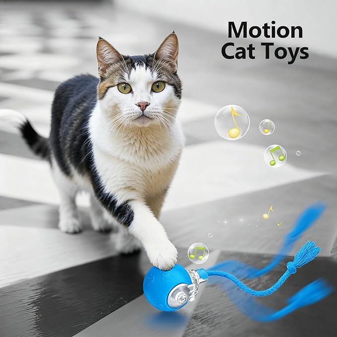 FUNNYDUCK Speed 2.0 Tail Interactive Cat Toys for Indoor Cats – Smart Motion-Activated Rolling Ball with Tail, Chirping Sounds, and USB Rechargeable Design for Enrichment & Exercise
