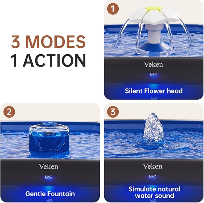 Veken Award-Winning Small Pet-Friendly Cat Water Fountain with Quiet Pump, Easy to Clean & Assemble, 50oz Mini Pet Water Dispenser Gifts for Cats, Dogs and Small Animals, Blue