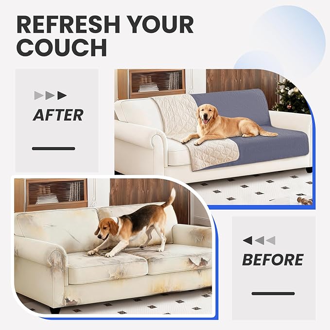 Waterproof Dog Bed Cover, Non-Slip Dog Blanket for Couch, Couch Covers for Dogs Washable, Pet Blanket for Furniture, Pet Bed Mat for Sofa, Car, Pet Supplies (82x82 Inch, Grey Blue)