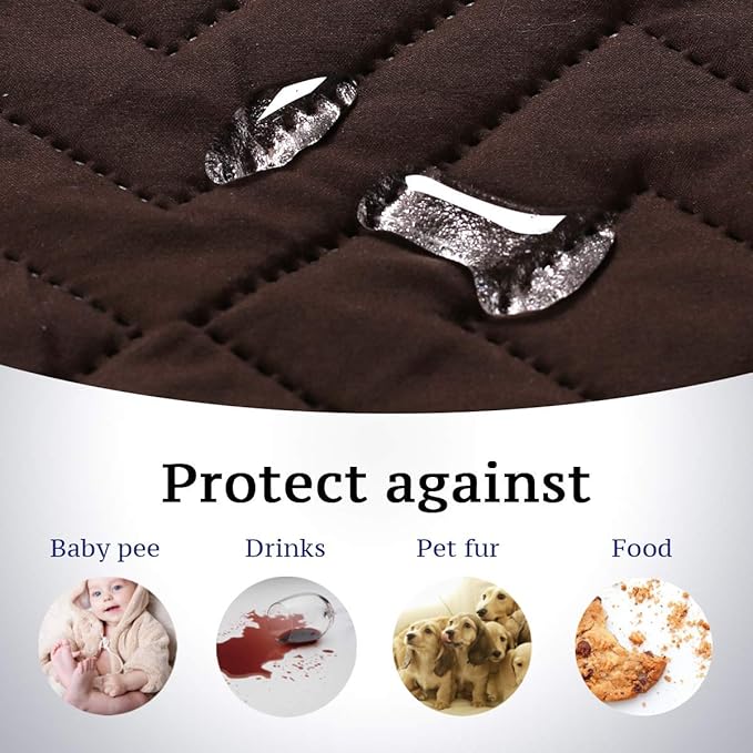 H.VERSAILTEX Futon Cover Reversible Sofa Slipcover Furniture Protector Water Resistant 2 Inch Wide Elastic Straps Sofa Bed Pets Kids Dog Cat Fit Sitting Width Up to 70"(Futon, Brown/Beige)
