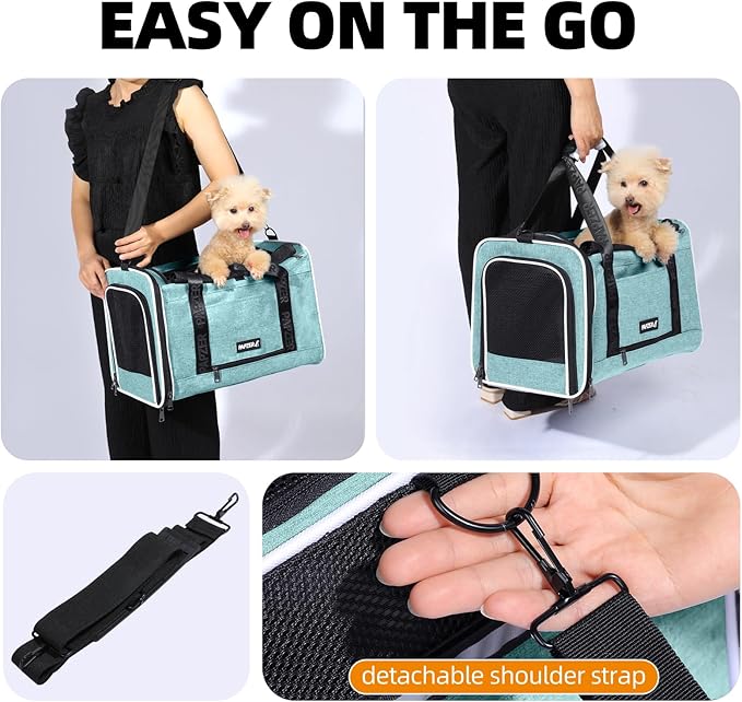 Top Loading Medium Pet Carrier with Privacy Window for Anxiety Cat, Soft-Sided Small Kitten Travel Crate Vet Friendly, Little Dog Bunny Kennel Carry Bag Suitcase, 18x11x11 Teal