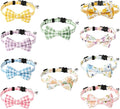 10 Pcs Spring Cat Collar Breakaway with Bow Tie and Bell Kitten Collars Removable Bowtie Plaid Flower Cat Collar for Cats Kittens Puppy(Flower)