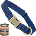 Genuine Leather Dog Collar - Adjustable Pet Collar with Quick Release Metal Buckle, Soft Skin Friendly Real Leather Collar for Small, Medium, Large Dogs (Blue, M：Fit 12-20" Neck)
