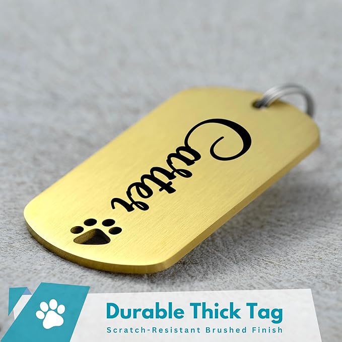 Ultra Joys Dog Tags Personalized for Pets - Hollow Paw Custom Pet ID Tag - Engraved Dog Tag for Small, Large Dogs - Small Military Dog Tag in Gold
