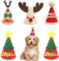 5 Pcs Christmas Dog Hats Cute Cats Party Hats Pet Set Dogs Santa Hats Puppies Kittens Grooming Accessories Costumes. (Small Christmas A)