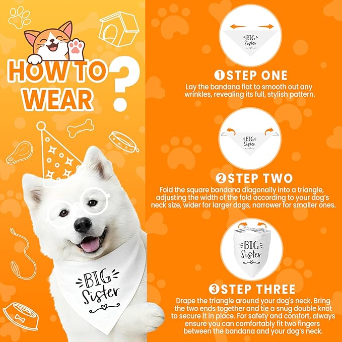 2 Pack Dog Bandanas for Pregnancy Announcement, Cute Adjustable Pet Bandana Scarf for Small Medium Large Dogs, Gender Reveal Puppy Accessories, Soft Breathable Fabric for Puppy Cats