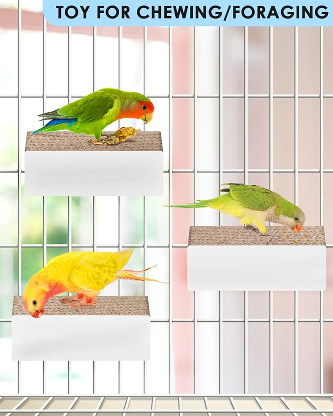 KATUMO Conure Toys, 4.7 Inch Cockatiel Foraging Shredder Chewing Toys Parakeet Perch Stand Bird Cage Assessory for Lovebird Parrotlet Small Birds