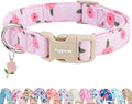 Faygarsle Pink Floral Dog Collar with Roses Pattern, Spring Summer Design for Small Medium Large Dogs XS