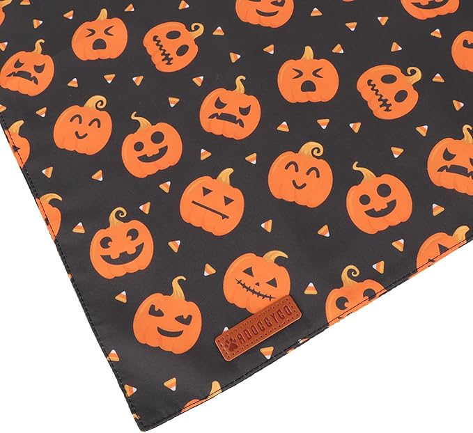 ADOGGYGO Halloween Dog Bandanas 2 Pack, Reversible Pumpkin Ghost Scarf, Premium Fabric, Adjustable Fit Orange Black Halloween Bandanas for Medium Large Dogs (Large)