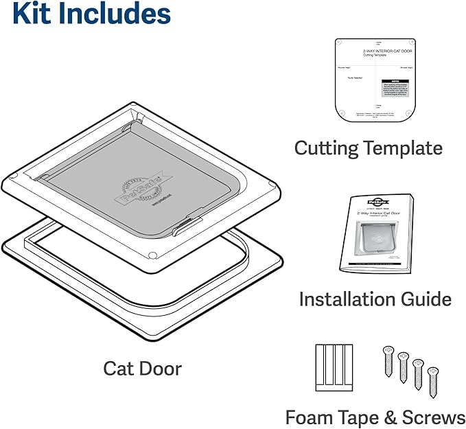 PetSafe Interior 2-Way Locking Cat Door - Allows Convenient Movement Between Rooms & Minimizes Scratching - Tinted Durable Plastic Privacy Door for Feeder & Litter Box,(Pack of 6)