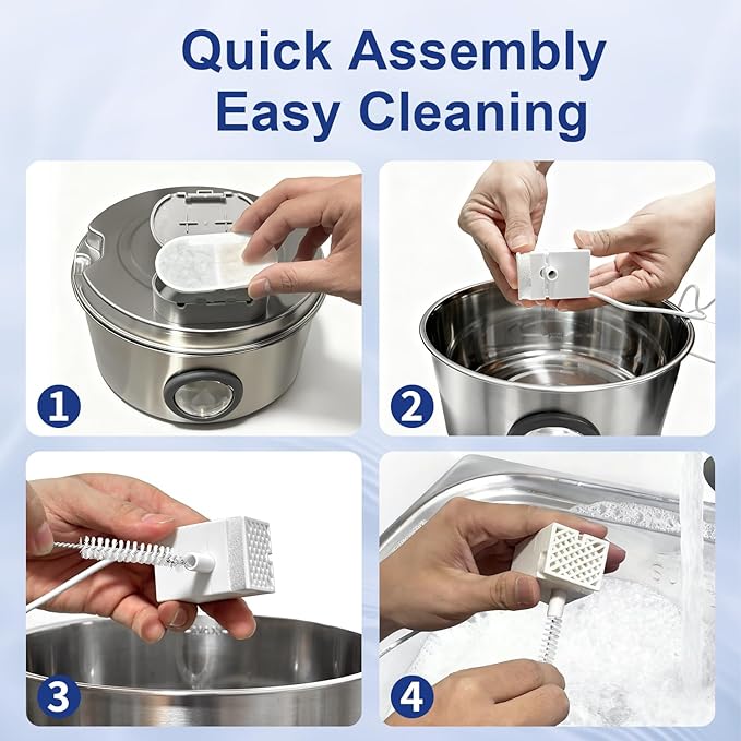 LucidShine 108oz/3.2L Stainless Steel Cat Water Fountain with 12 Filters (up to 1-Year Supply), Large Capacity Dog Water Fountain, Ultra Quiet Automatic Metal Pet Water Dispenser