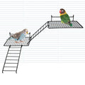 BNOSDM 4 PCS Bird Perches Platform, Stainless Steel Grid Platform for Parakeet Parrot Stand with Climbing Ladder Bird Cage Accessories for Small to Large Birds (Black)