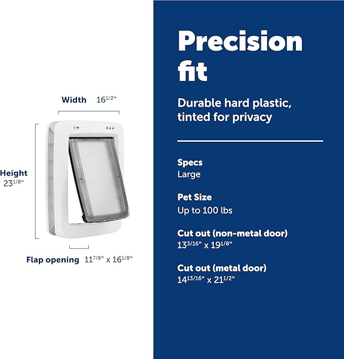 PetSafe SmartDoor App-Controlled Pet Door (Large), Made for Multiple Pets, Selective Entry and Exit, Control Through Your Phone, Smart Dog Door, Wi-Fi Enabled (White - Large)