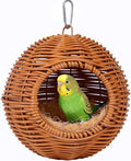 Parakeet Nest Bird Cage Accessories, Chew-Proof Steel Frame & Washable Small Bird Hanging Bed for Lovebirds, Canaries, Budgies 、Lizards, Hamsters(Brown, 6.3"x6.3"x7.5")
