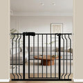 WAOWAO Baby Gate 29.13-43.3" Extra Wide Pressure Mounted Walk Through Swing Auto Close Safety Black Metal Toddler Kids Child Dog Pet Puppy for Stairs,Doorways,Kitchen