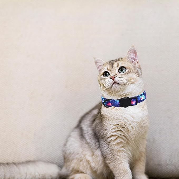 Elegant little tail 2 Pack Cat Collar-Dinosaur & Shark Cotton Breakaway Cat Collars with Bell Pendant Kitten Boy Cats Safety Adjustable Collar for Small Cats Puppy