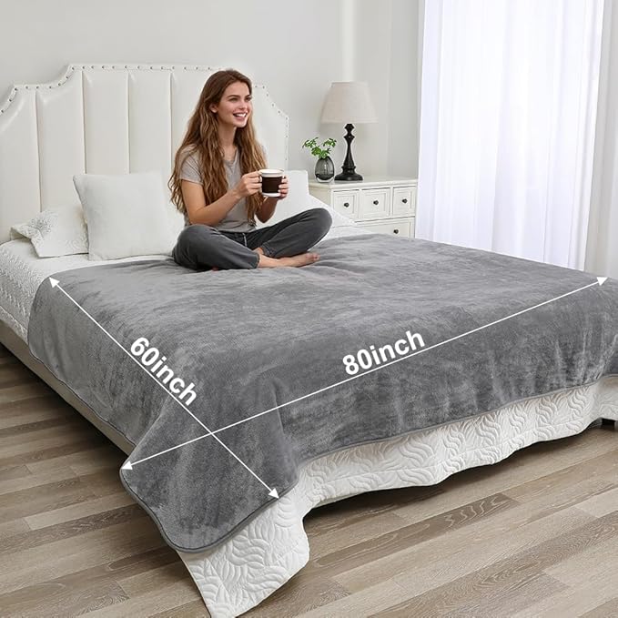 Waterproof Blanket for Beds – Ideal for Couch & Pets Splash Proof Sherpa Throw, Leakproof TPU Layer, Stain Resistant Washable Bed Protector – LightGray, 90"x 80"