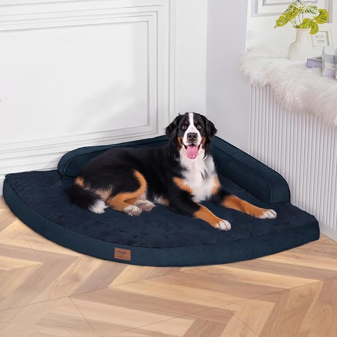 Large Orthopedic Dog Bed with Sides XXXL Dog Beds with Removable Washable Cover Non-Slip Waterproof Pet Bed for Extra Large Dogs - Navy Blue XXXL