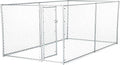 Lucky Dog Heavy Duty Outdoor Galvanized Chain Link Dog Kennel Enclosure with Latching Door, 1.5 Inch Raised Legs, and Adjustable Configuration, Silver