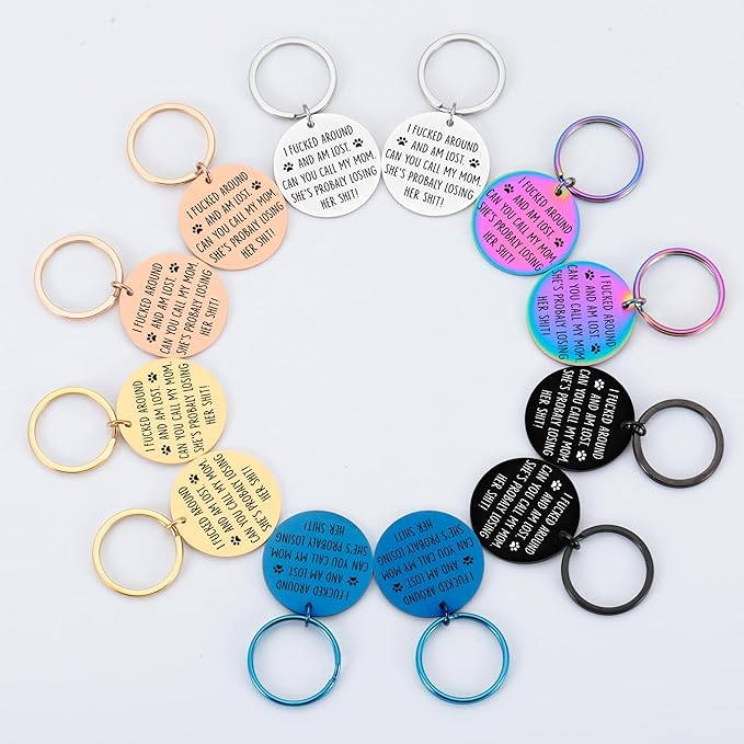 Funny Personalized Dog Tag, Customized Dog Collar with Name Tags Plate, Can You Call My Mom,Cute Pet Tag Keychain for Dogs Cats Owner, Pet Name Tags Double Sided Engraved (Type 3)