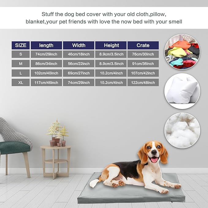 Waterproof Dog Bed Cover,Washable Removable Pet Dog Bed Replacement Cover for 48 Inch Crate,Water Absorbable Pet Puppy Bed Covers for Dogs Cat,46Lx29Wx4H inch