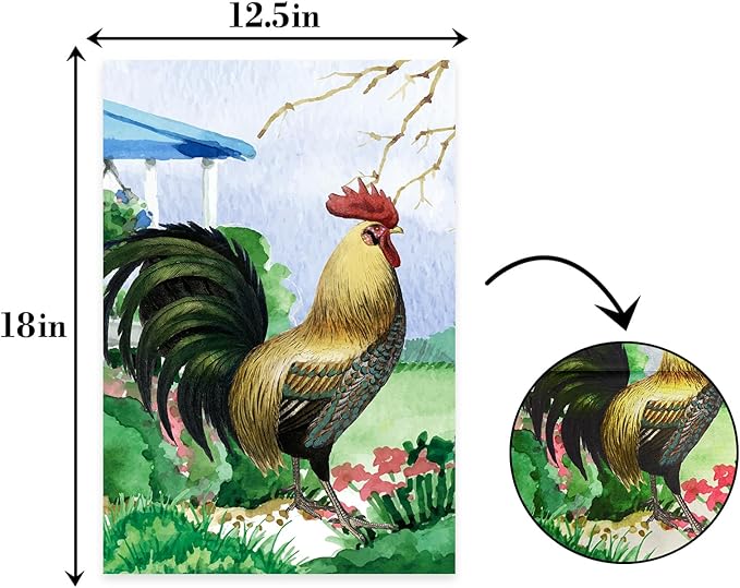 Chicken on the Grass Garden Flag,Farm Life Flag,Welcome Garden Yard Flag,Summer Garden Flag,Life Is Better With Chickens Garden Flag.12x18 Inch