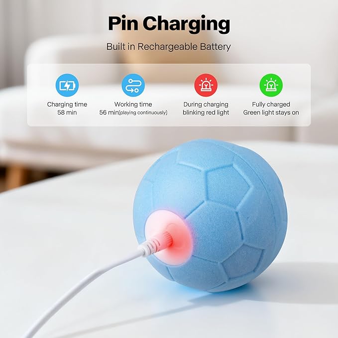 Pet Prime Interactive Dog Ball Toy,Automatic Rolling Ball for Small,Medium & Large Dogs,Touch Activated Self Moving Toy with LED Lights,ETPU Material,IP65 Waterproof for Indoor/Outdoor Play