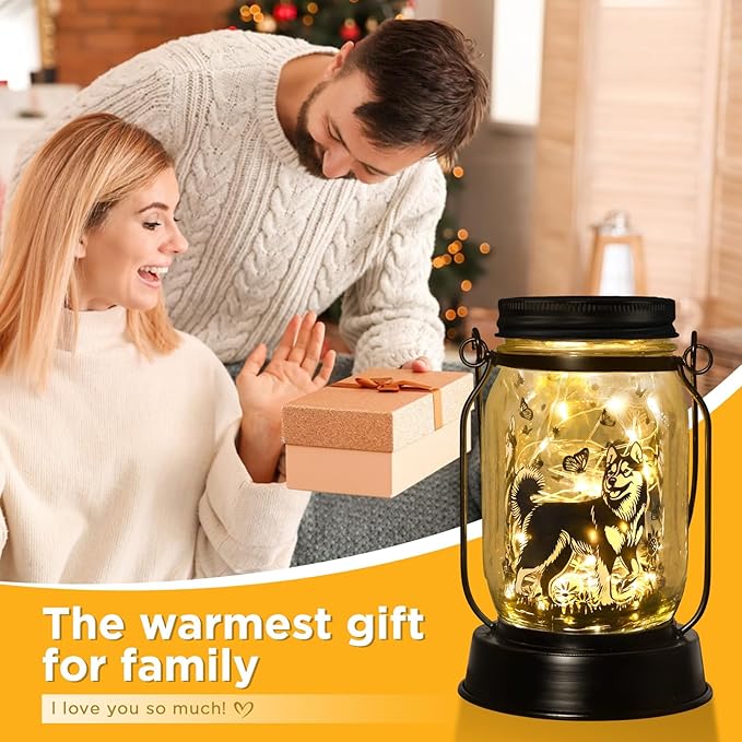 kyoryuger Alaskan Malamute Gifts for Women/Men, Pet Solar Lanterns Alaskan Malamute Dog Lover Lantern Pet Loss Dog Memorial Lights Solar Garden Decoration for Yard,Patio,Torches Lights Home Decor