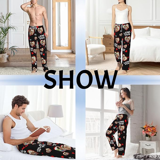Custom Pajama Pants with Face customized PJ Pants Christmas Valentine gifts for Men Women