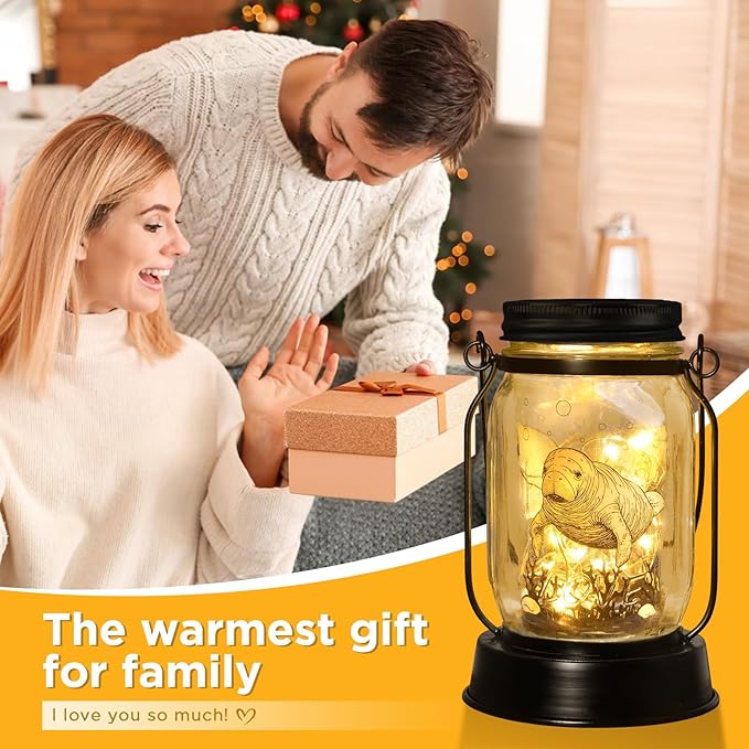 kyoryuger Manatee Gifts for Women/Men Manatee Lovers Solar Lantern Mom Birthday, Mothers Day, Sea Cow Solar Lantern Animal Lihts Garden Decoration Outside for Yard, Patio,Backyard,Porch, Torche