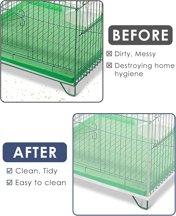 Bissap Bird Cage Seed Catcher, Universal Birdcage Net Nylon Adjustable Elastic Band Stretchy Skirts Mesh Cover for Parrot Cage Seed Guard (Not Include Birdcage)- White