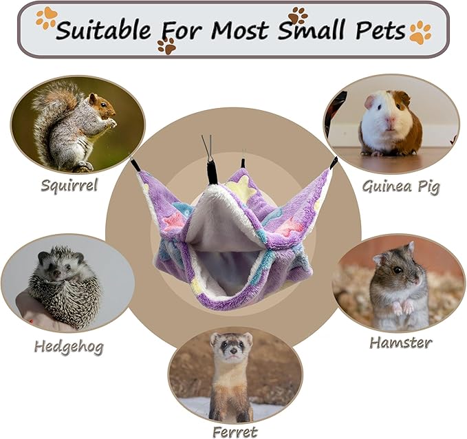 Cat Hammock for Cage, Soft Warm Hanging Bed for Kitten, Guinea Pig, Ferret, Rat, Chinchilla and Other Small Pets, Cozy Bunkbed 13.39"x13.39"