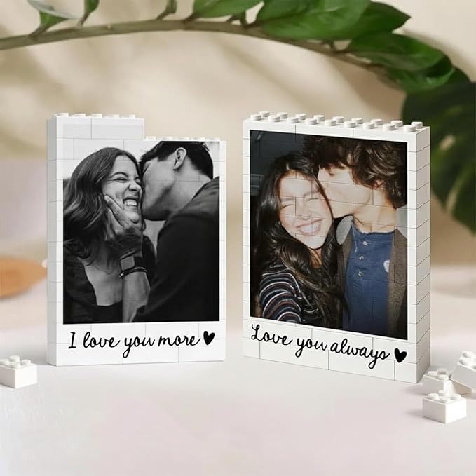 NAZENTI Custom Couple Photo Building Blocks gifts for Him Her, Puzzle Building Blocks Gifts for Valentines Birthday, Couple Gift, Custom Home Decor with Photo for Couples, Puzzle Gift For Husband