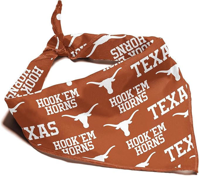 Texas Longhorns Officially Licensed Bandana for Dogs and Cats | Fits Pets Great Gift Idea | Easy-to-Tie (Small, 13")