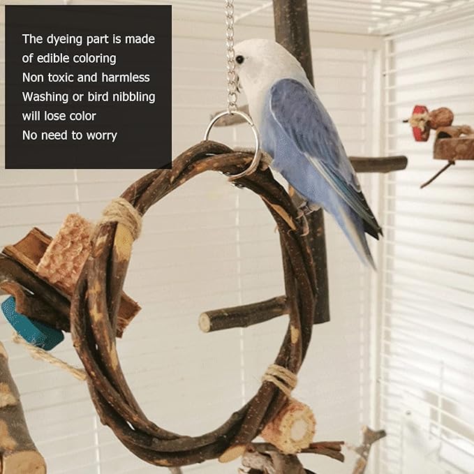 Bird Swing, Wood, Corn Cob, Non, Edible Coloring, Beak Sharpening, Anxiety Relief, Parrot Chew Toy for Boredom and Climbing (11.5x26.5x3.5cm/4.5x10.4x1.4in)