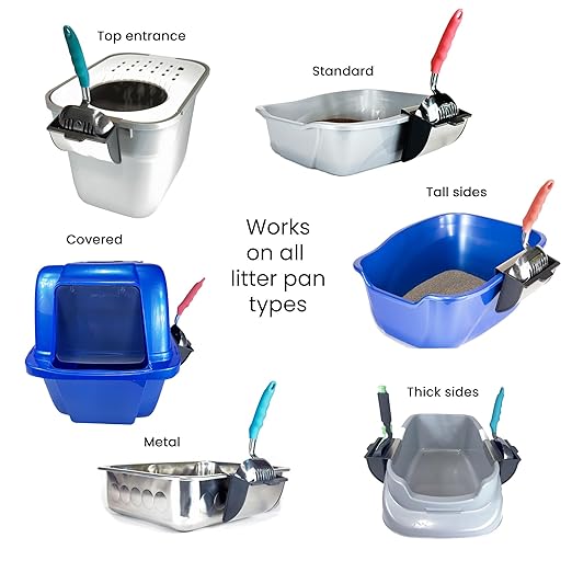 Cat Litter Scoop Caddy - Space-Saving, Wall-Mountable Litter Scoop Holder - Easy Hook Fitting for Pans – Metal Litter Scooper Holder Ensuring Stability