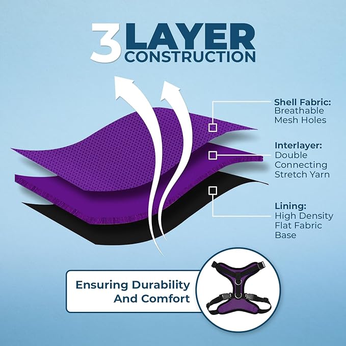 Voyager Step-in Pet Harness - All Weather Mesh, Adjustable Step in Harness for Cats and Dogs by Best Pet Supplies - Purple/Black Trim, S