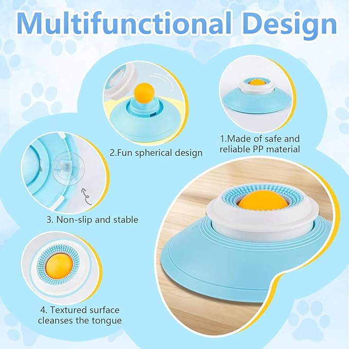 Dog Cat Licks Toys for Liquid Food, Anxieties Relief Slow Feeder Dog Lick Ball Treat Dispenser, Non-Slip Licking Bowl Enrichment Toys to Keep Them (B)