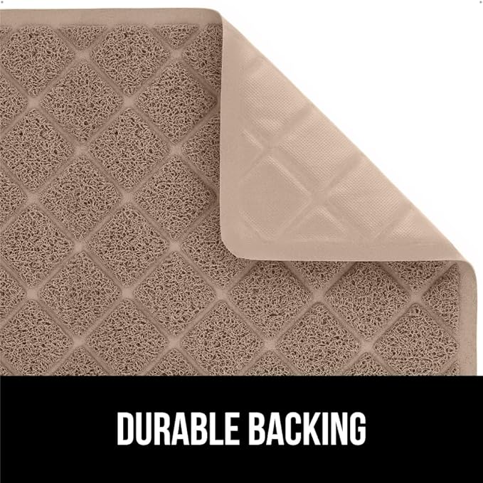GORILLA GRIP Cat Litter Box Mat, Water Resistant, US Designed Kitty Litter Trapping Mats, Easy to Clean, Scatter Control, Less Mess and Clean Floors, Kitten Supplies for Indoor Cats, 17x11 Beige