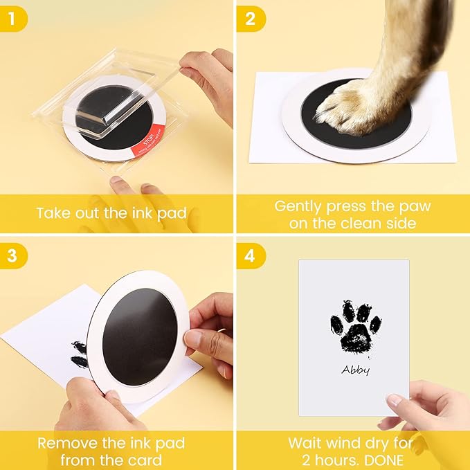 Nabance Inkless Paw Print Kit for Dogs, Cats with 2-Pcs Round Ink Pad & 2 Paper Frame, Clean Touch Dog Nose & Baby Handprint Kit, Pet Paw Print Impression Kit, Keepsake Gifts for Pet Lovers, New Moms